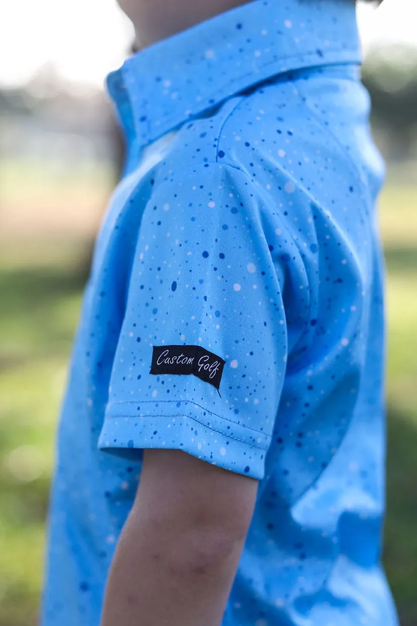 CA JNR Funky Golf Shirt | Blue Paint Splatter