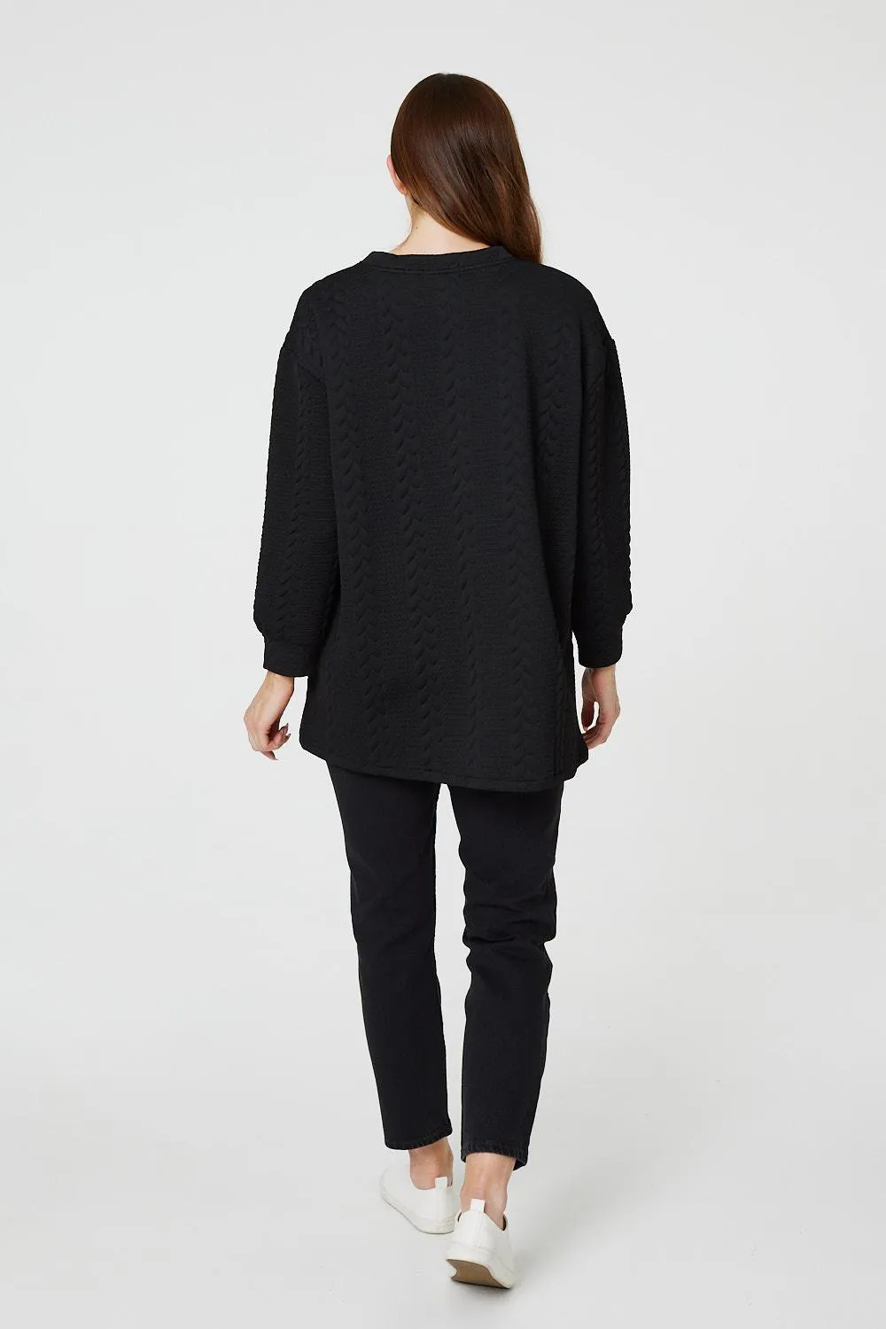 Cable Knit Longline Relaxed Jumper