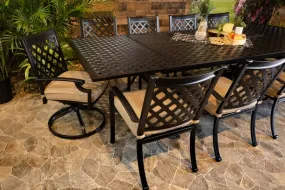 CHATEAU 11 PIECE DINING SET - 48"x 84"-127" Extension Weave Dining Table, 8 Chairs and 2 Swivel Chairs