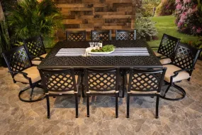 CHATEAU 11 PIECE DINING SET - 60" x 84" Weave Dining Table, 6 Chairs and 4 Swivel Chairs