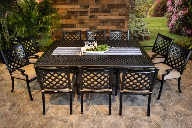 CHATEAU 11 PIECE DINING SET - 60" x 84" Weave Dining Table and 10 Chairs