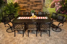 CHATEAU 11 PIECE DINING SET - 60" x 93" Stone Harbor Dining Table, 6 Chairs and 4 Swivel Chairs