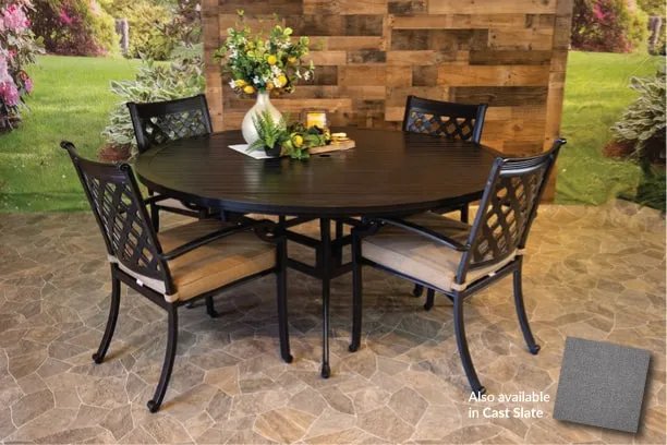 CHATEAU 5 PIECE DINING SET - 66" Round Stone Harbor Dining Table and 4 Chairs