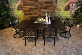 CHATEAU 7 PIECE DINING SET - 46" x 93" Stone Harbor Dining Table, 4 Chairs and 2 Swivel Chairs