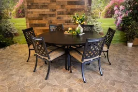 CHATEAU 7 PIECE DINING SET - 66" Round Stone Harbor Dining Table and 6 Chairs