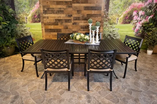 CHATEAU 7 PIECE DINING SET - 66" Round Stone Harbor Dining Table and 6 Chairs