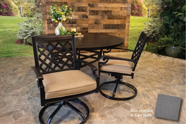 CHATEAU 7 PIECE DINING SET - 66" Round Stone Harbor Dining Table and 6 Swivel Chairs