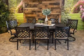 CHATEAU 9 PIECE DINING SET - 46" x 86" Weave Dining Table, 6 Chairs and 2 Swivel Chairs