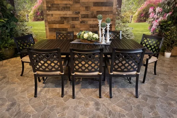 CHATEAU 9 PIECE DINING SET - 46" x 93" Stone Harbor Dining Table and 8 Chairs