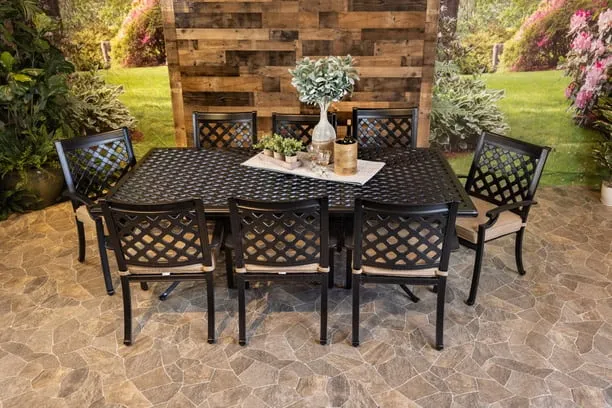 CHATEAU 9 PIECE DINING SET - 60" x 84" Weave Dining Table and 8 Chairs