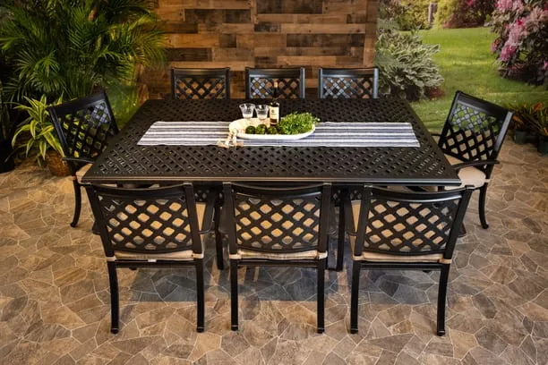 CHATEAU 9 PIECE DINING SET - 60" x 84" Weave Dining Table and 8 Chairs