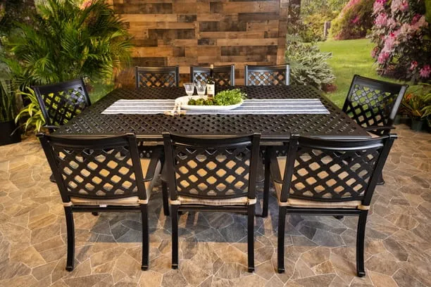 CHATEAU 9 PIECE DINING SET - 60" x 84" Weave Dining Table and 8 Chairs