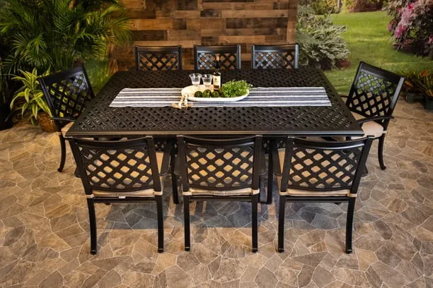 CHATEAU 9 PIECE DINING SET - 60" x 84" Weave Dining Table and 8 Chairs