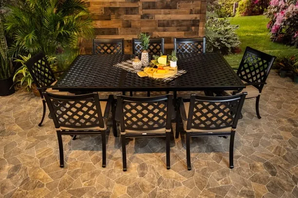 CHATEAU 9 PIECE DINING SET - 60" x 84" Weave Dining Table and 8 Chairs