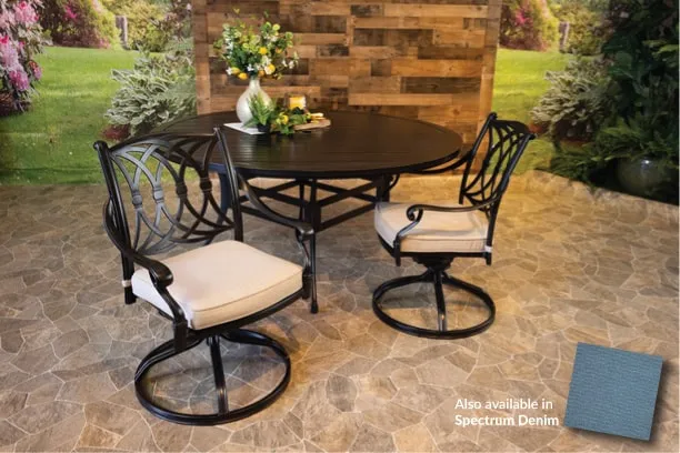 CHELSEA 7 PIECE DINING SET - 66" Round Stone Harbor Dining Table and 6 Swivel Chairs