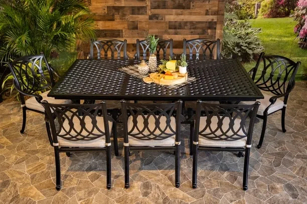 CHELSEA 9 PIECE DINING SET - 60" x 84" Weave Dining Table and 8 Chairs