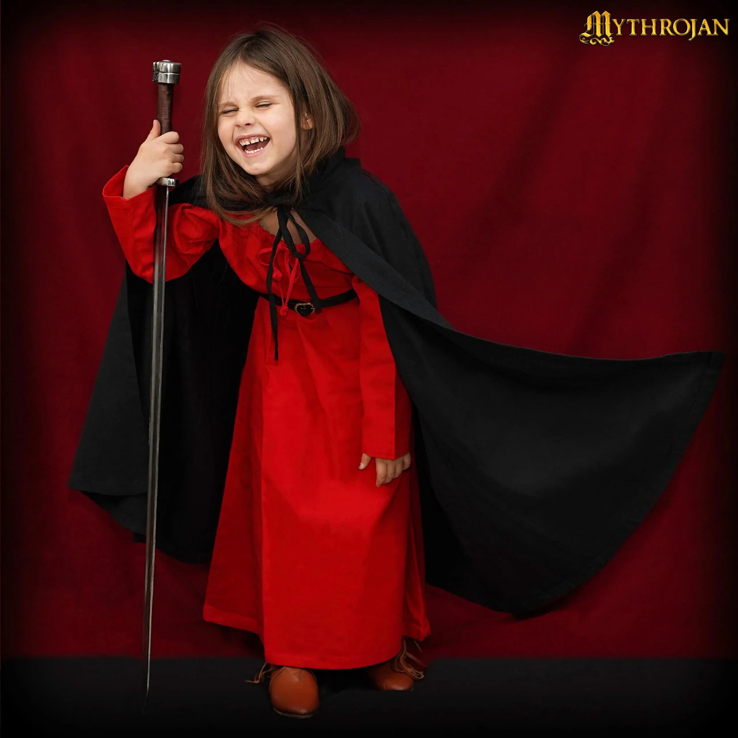 Child's Black Cloak/Cape With Hood