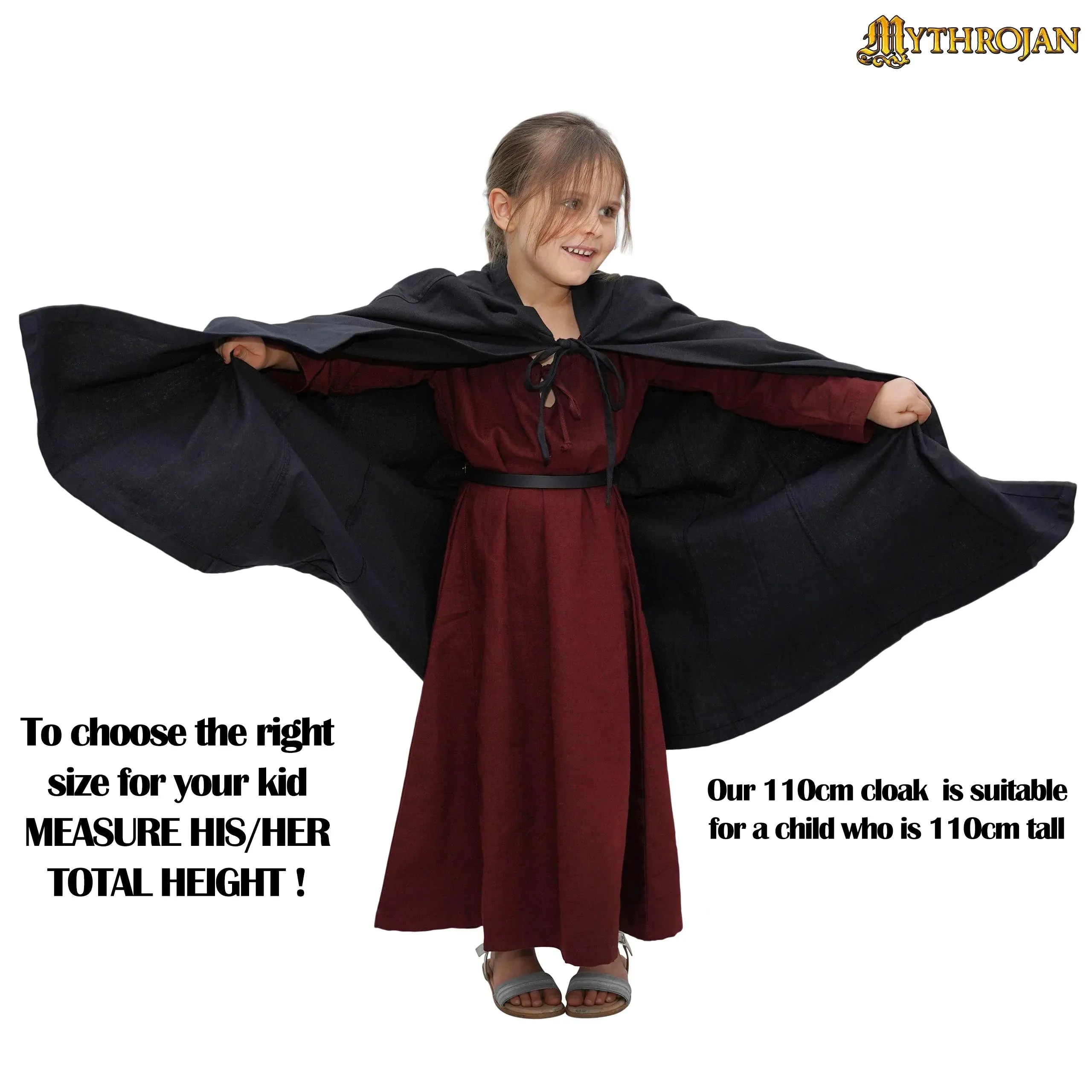 Child's Black Cloak/Cape With Hood