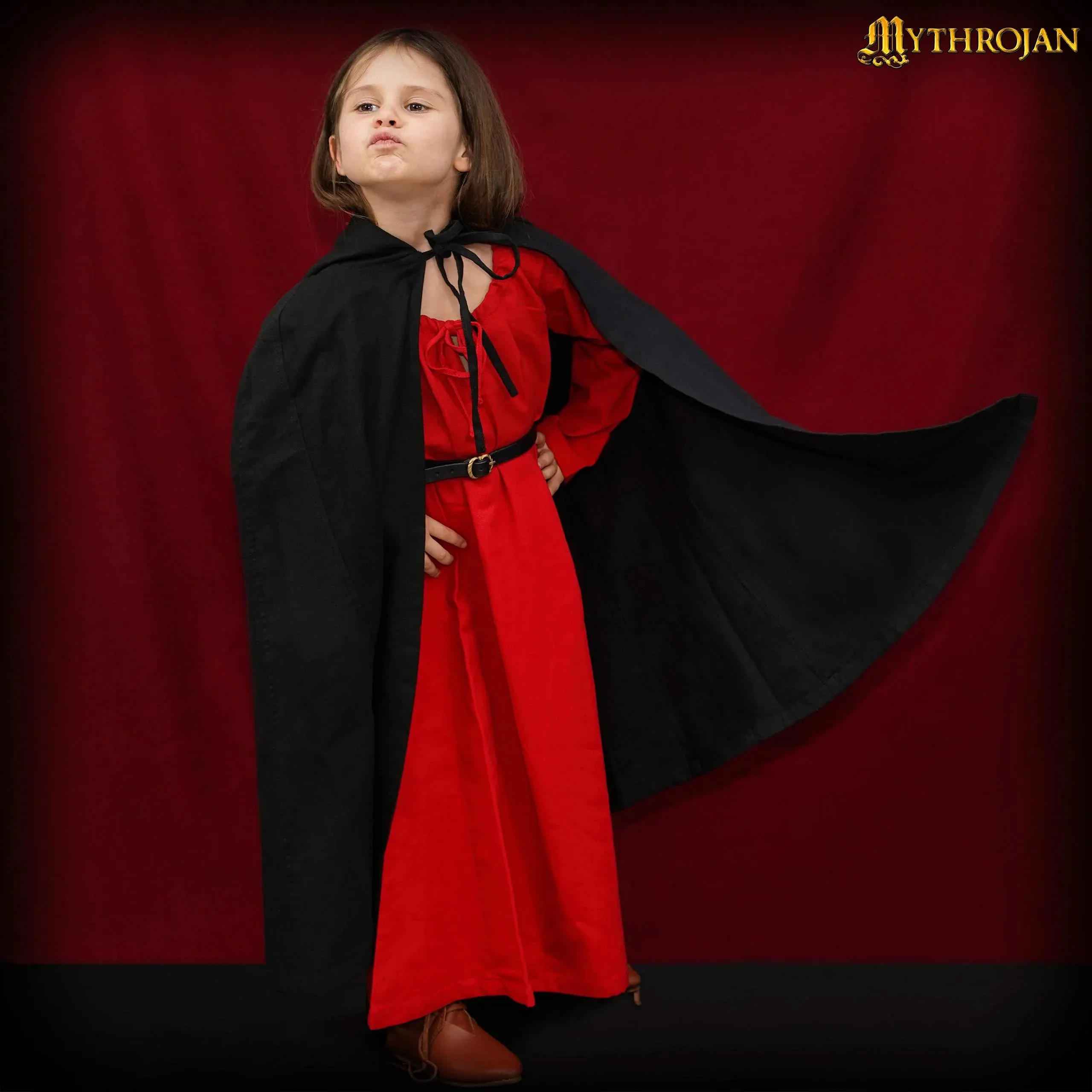 Child's Black Cloak/Cape With Hood