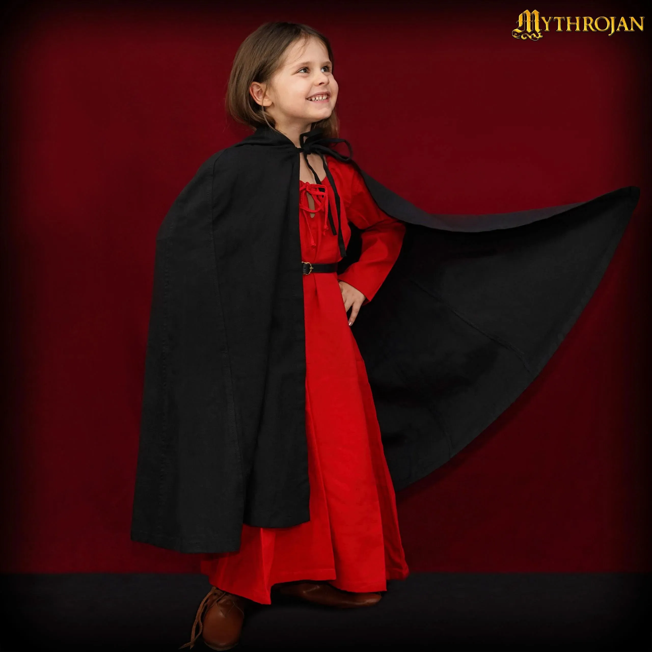 Child's Black Cloak/Cape With Hood