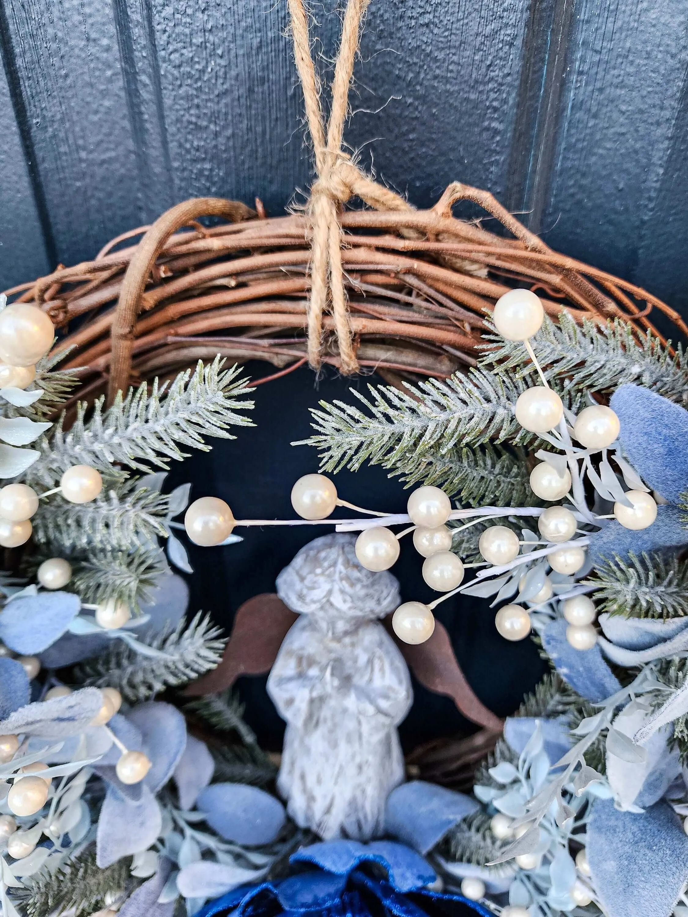 Christmas Angel Wreath, Magnolia, Lamb's Ear, Fern, Pine With Pearl Sprays, Winter Holiday Wreaths, For Front Door, Christmas Gift