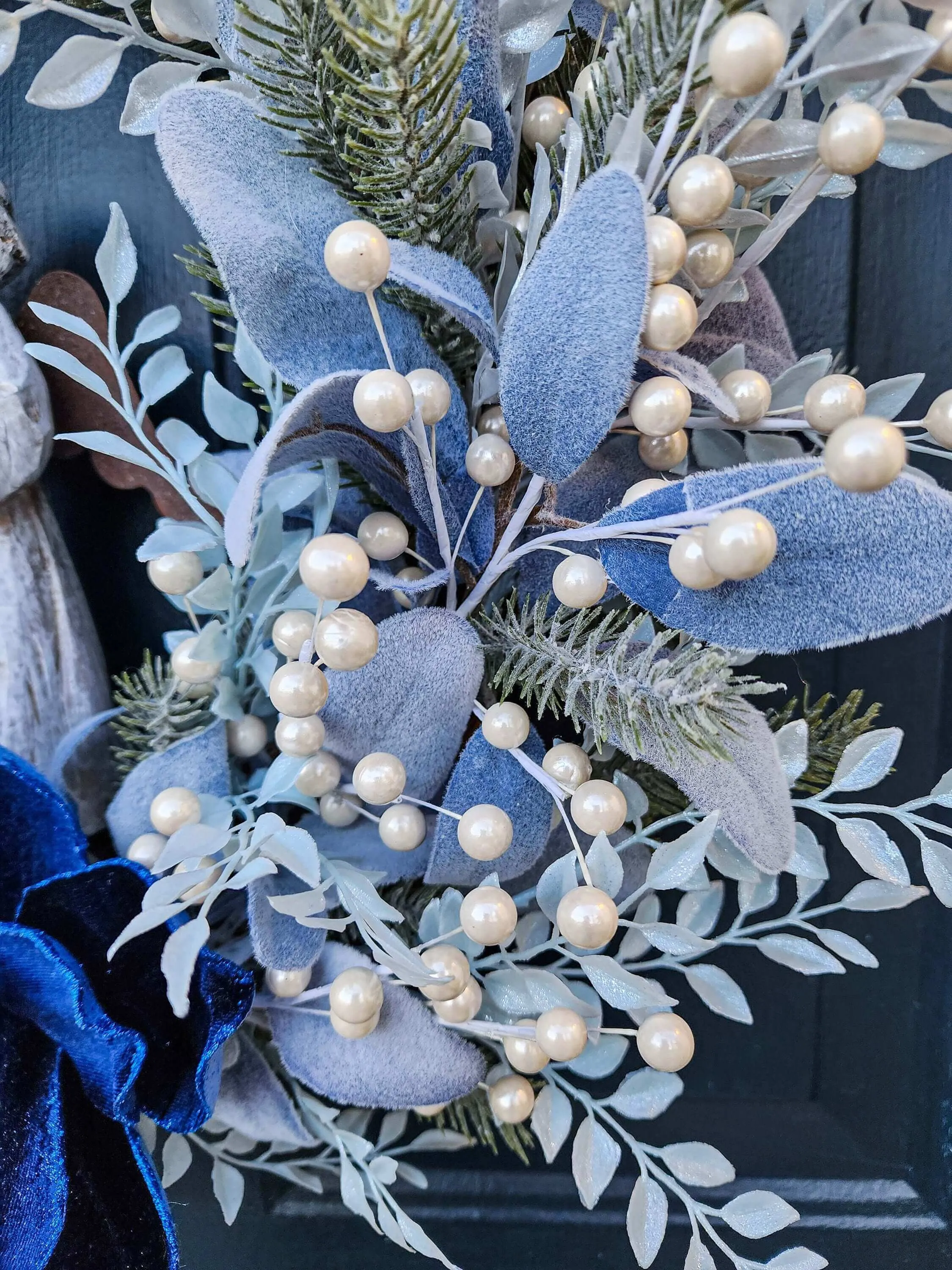 Christmas Angel Wreath, Magnolia, Lamb's Ear, Fern, Pine With Pearl Sprays, Winter Holiday Wreaths, For Front Door, Christmas Gift