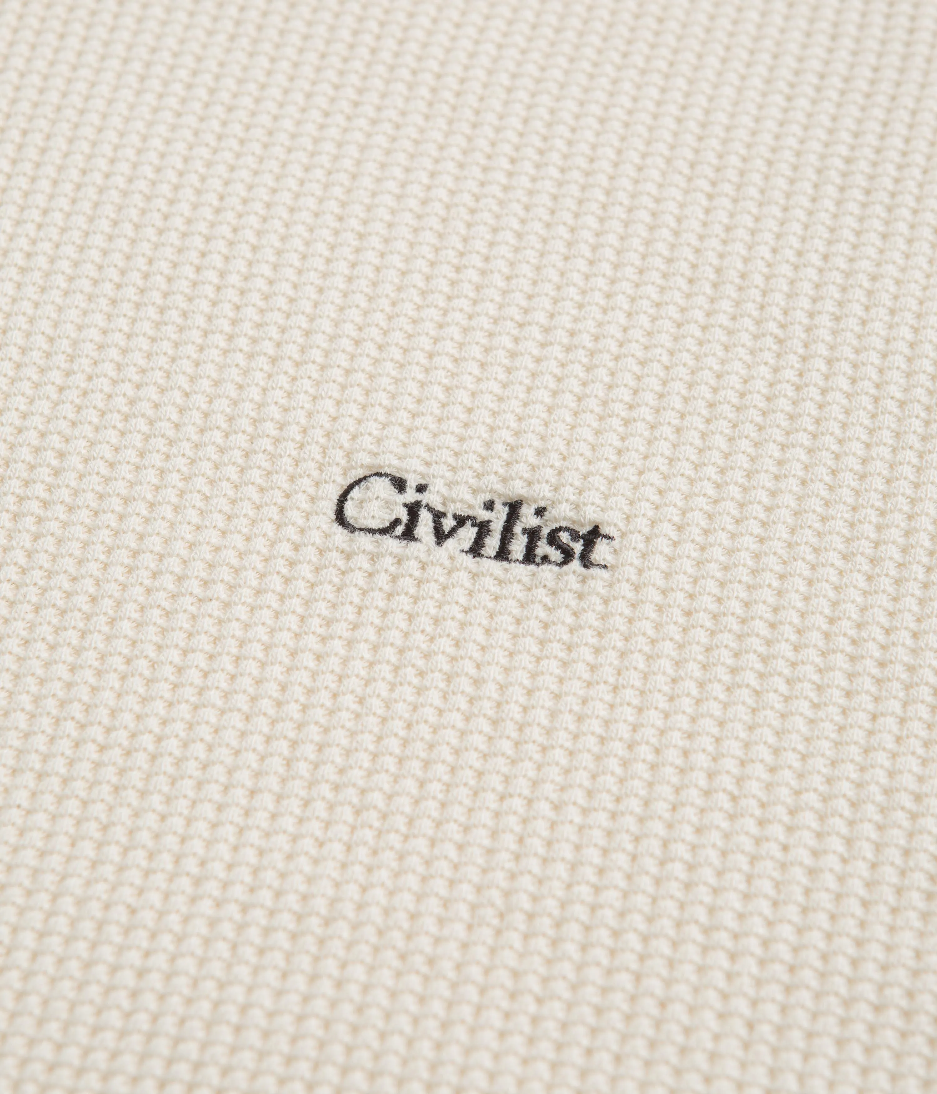 Civilist Thermal Waffle Long Sleeve T-Shirt - Ecru