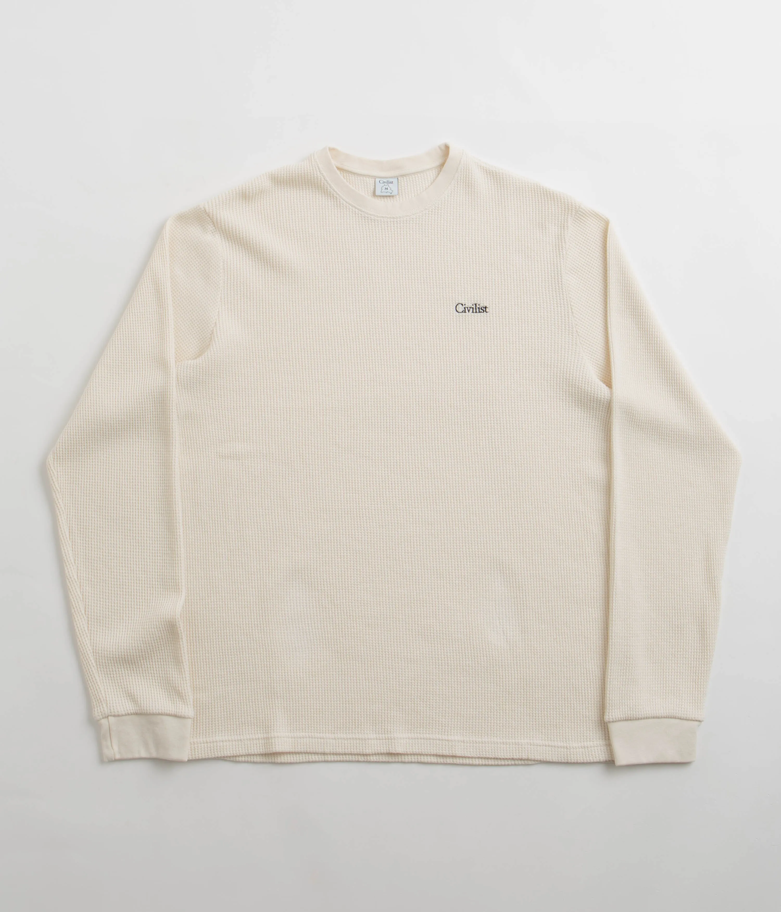 Civilist Thermal Waffle Long Sleeve T-Shirt - Ecru