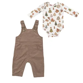 Classic Overall & Bodysuit Set - Solid Sinopia Fresco