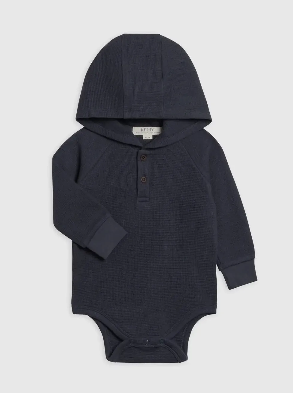 Cole Waffle Knit Hooded Bodysuit - Navy