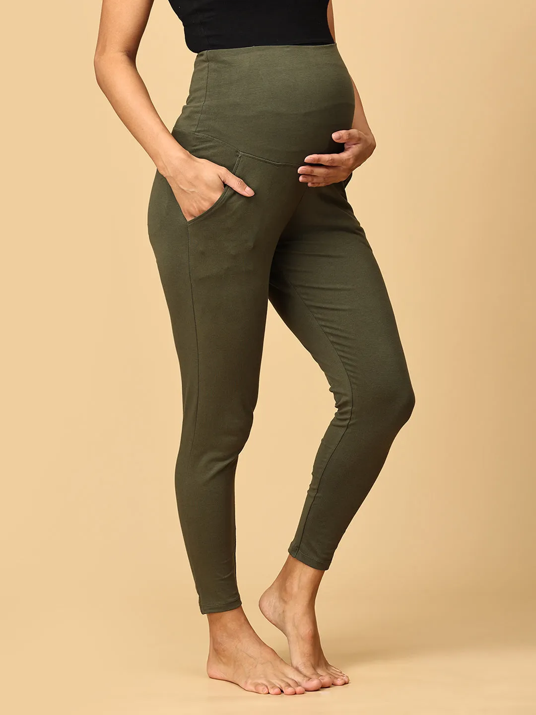 Comfy Maternity Leggings Olive