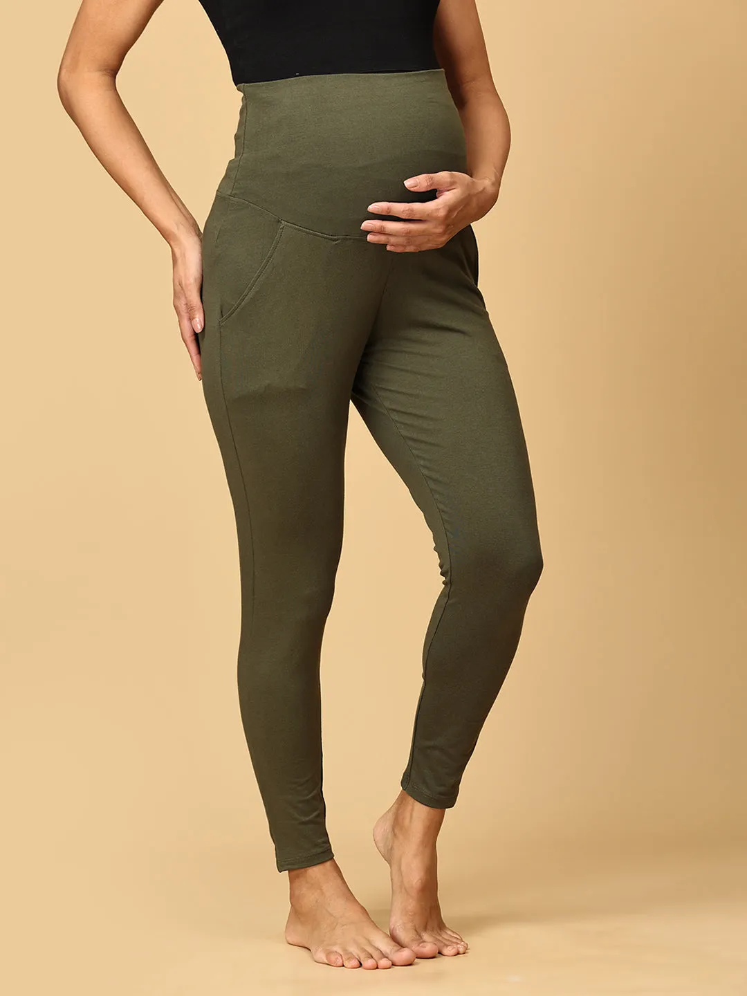 Comfy Maternity Leggings Olive