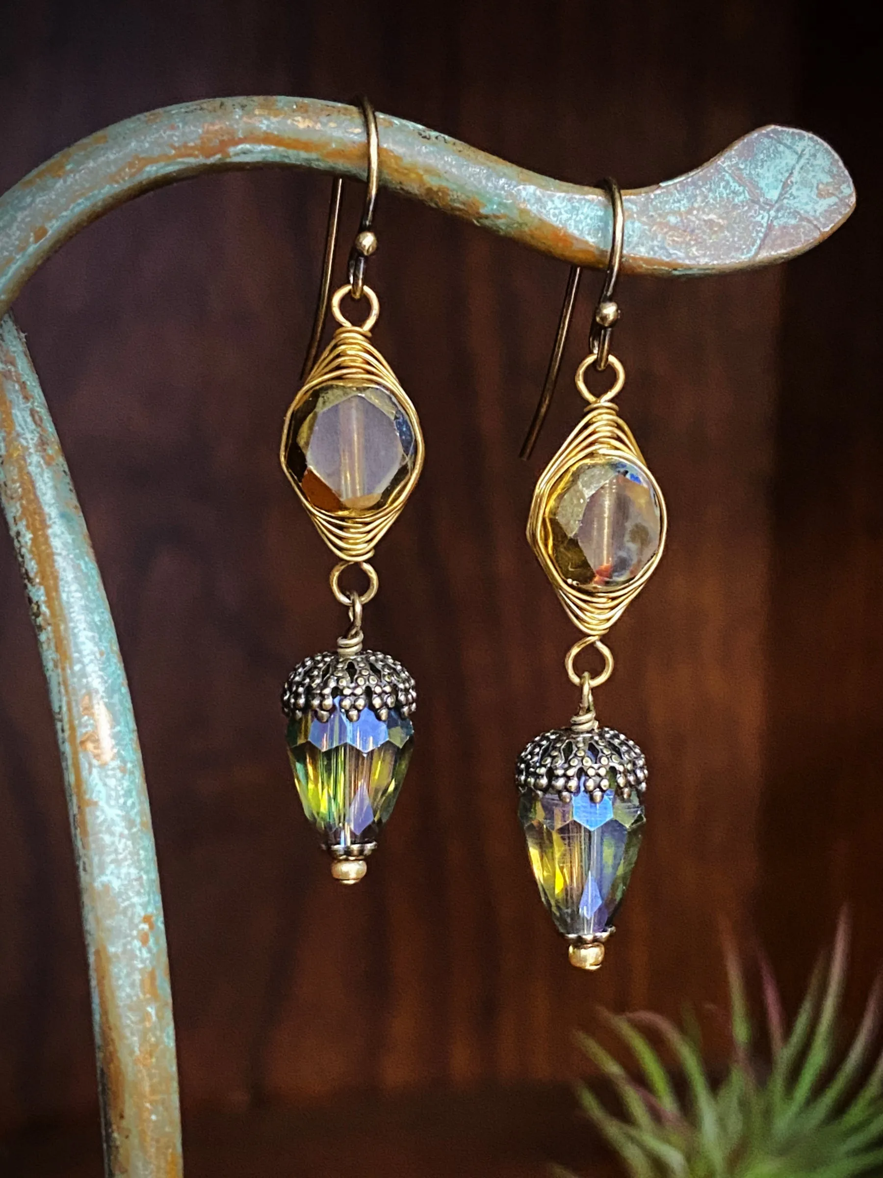 Crisp Autumn Herringbone Dangles by Anne Vaughan