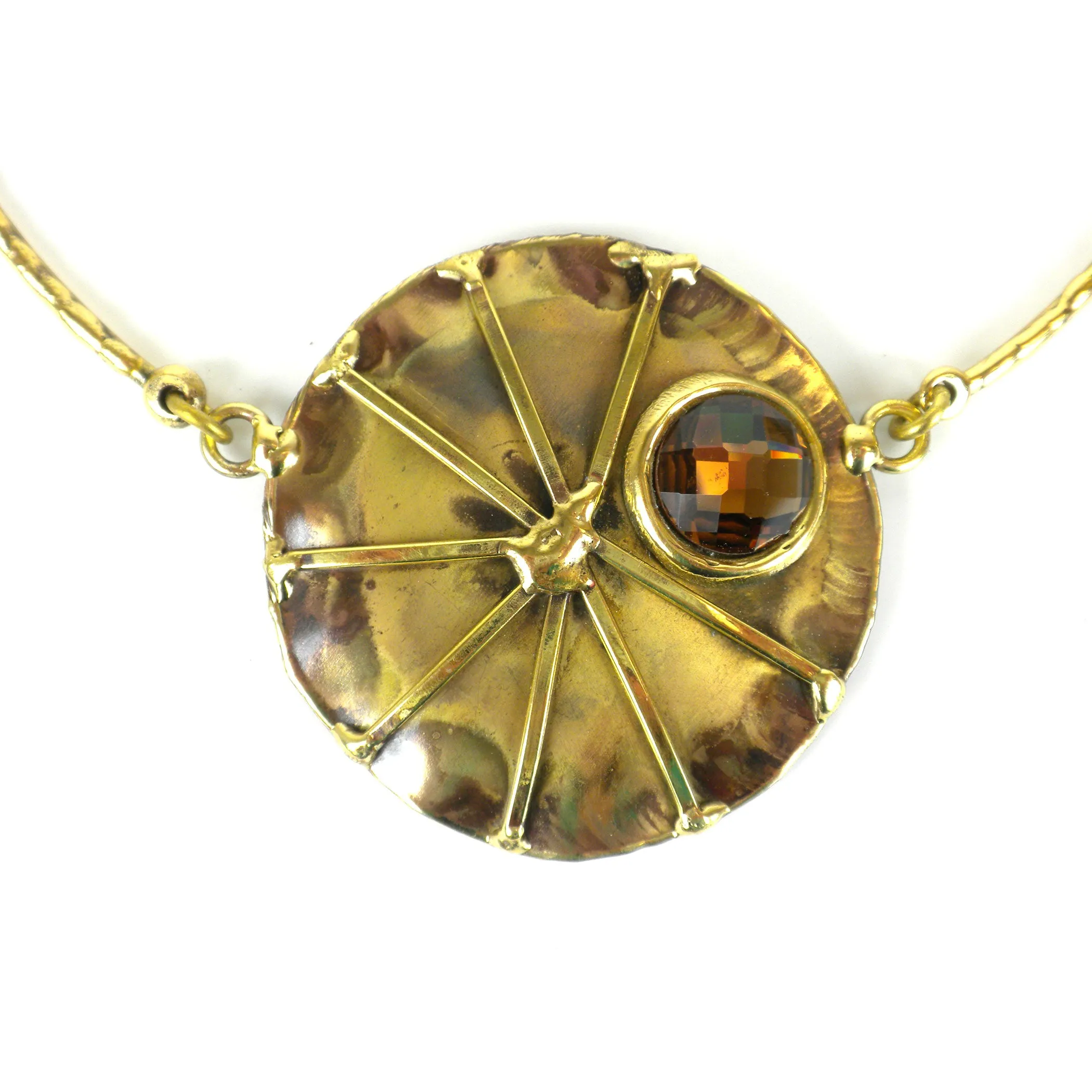 Crystal Sunburst Brass Necklace Brass Images