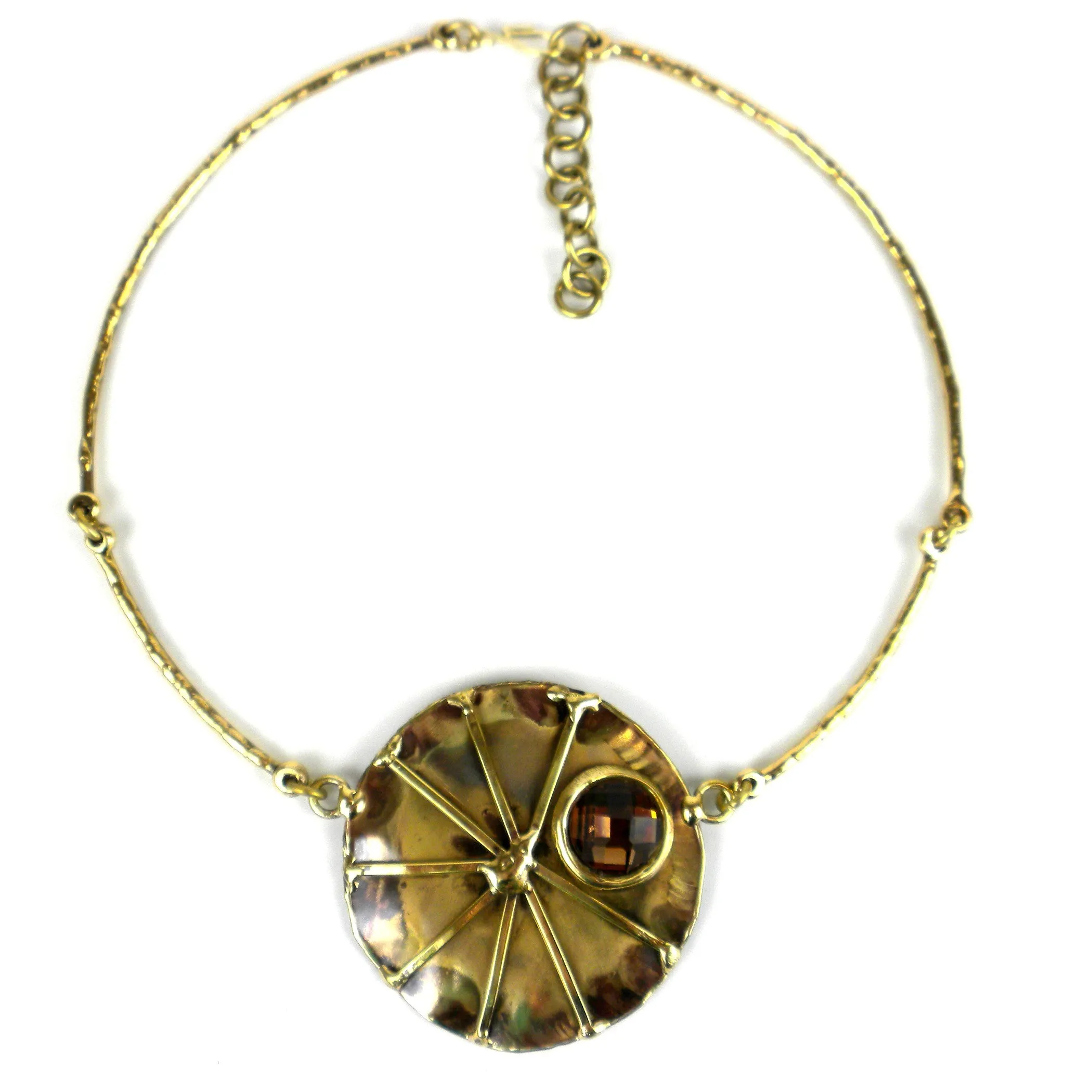 Crystal Sunburst Brass Necklace Brass Images