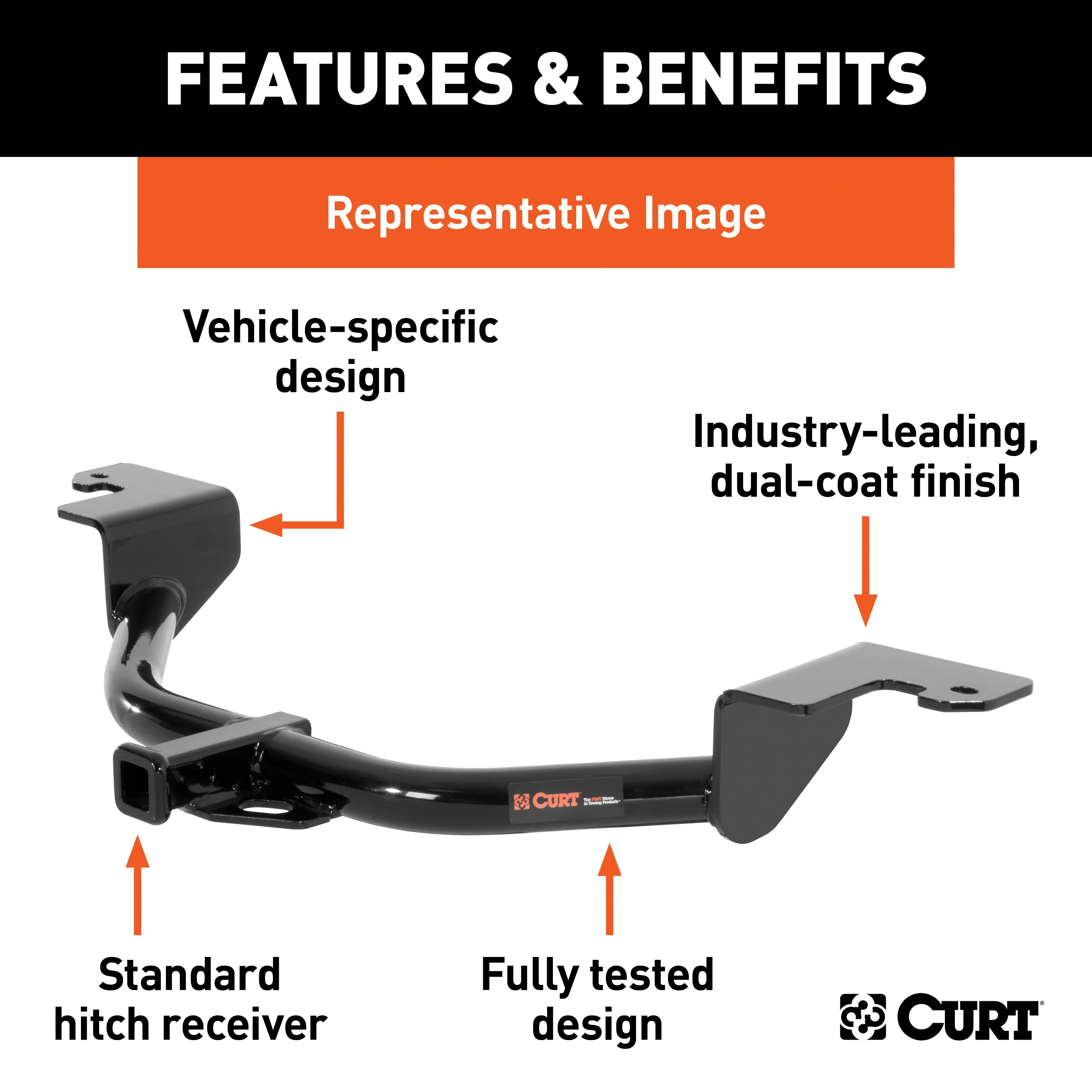 CURT 11477 Class 1 Trailer Hitch; 1-1/4in. Receiver; Select Hyundai Tiburon