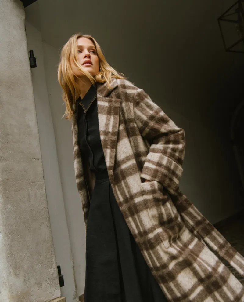 Dea Kudibal Clorissa Beaver Check Coat