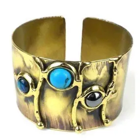 Deep Sea Shell and Stone Cuff Brass Images