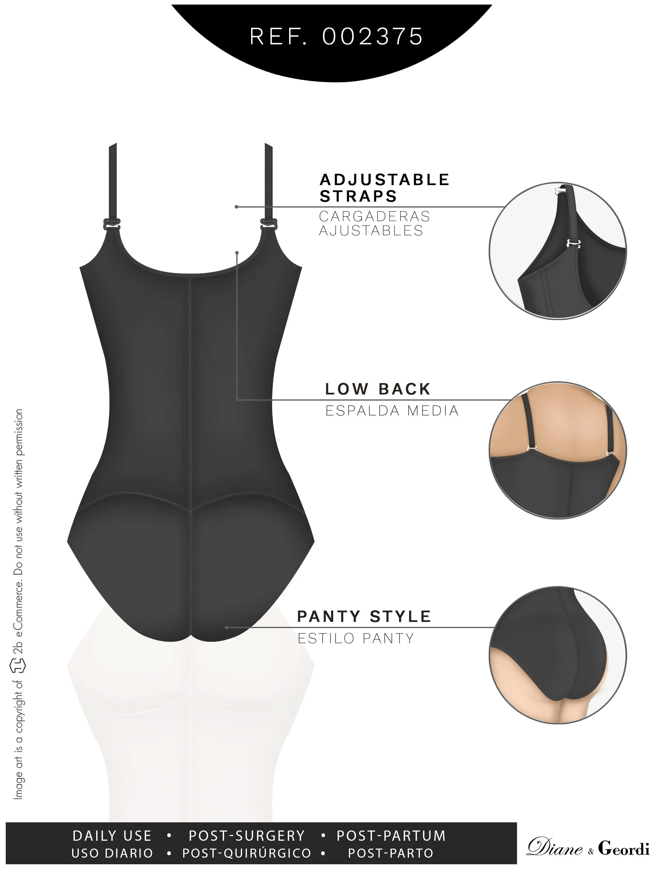 Diane & Geordi 002375 Slimming Bodysuit For Daily Use Open Bust Tummy Control body Shaper