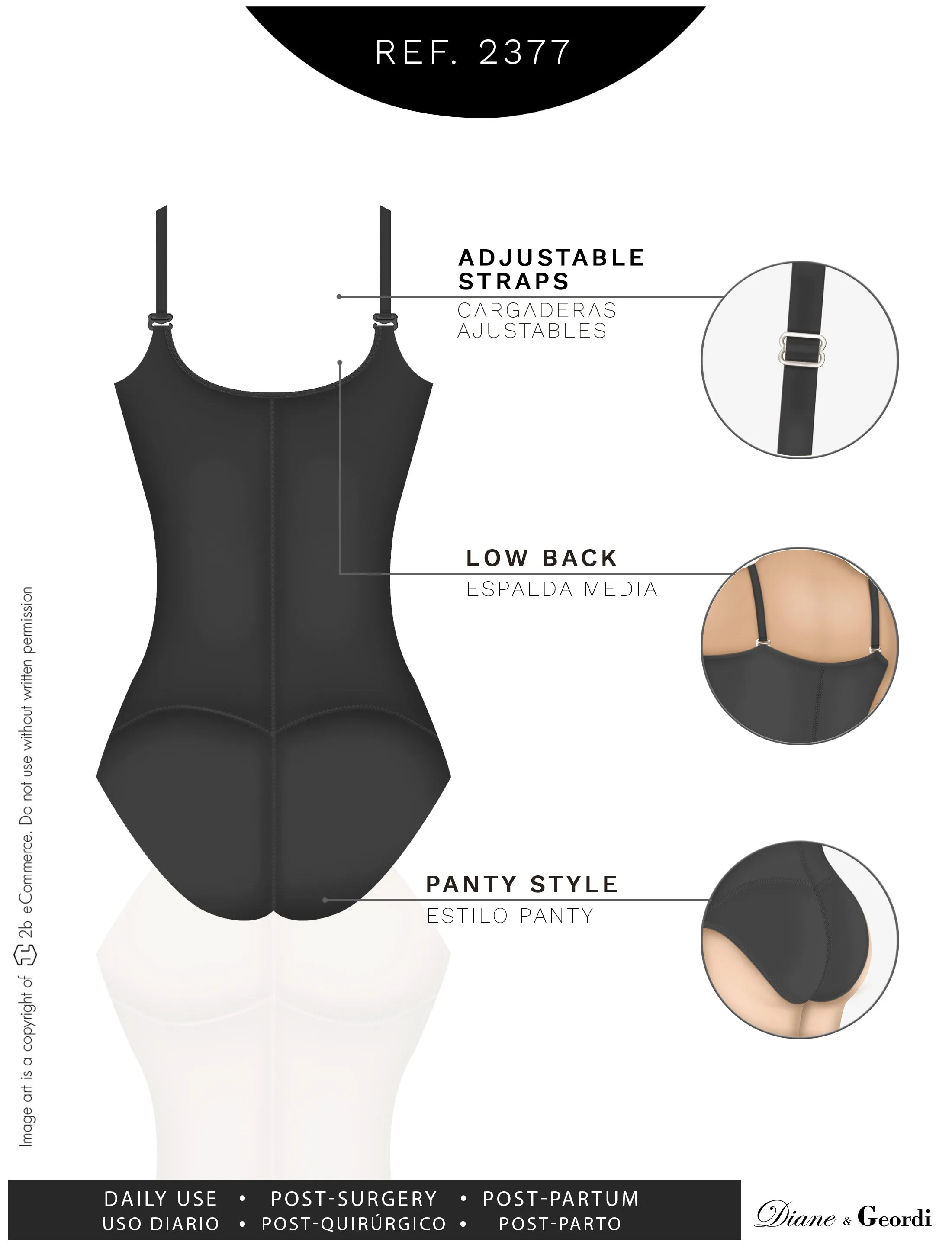 Diane & Geordi 002377 Microlatex Women's Tummy Control Body Shaper Strapless Bodysuit Shapewear