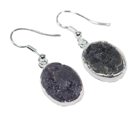 Druse Amethyst Earrings with Silver