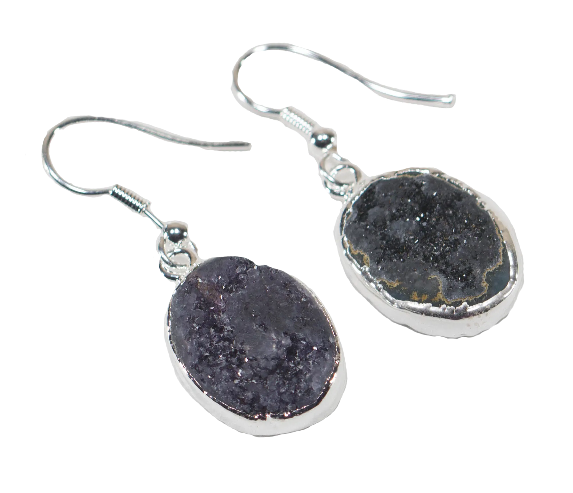 Druse Amethyst Earrings with Silver