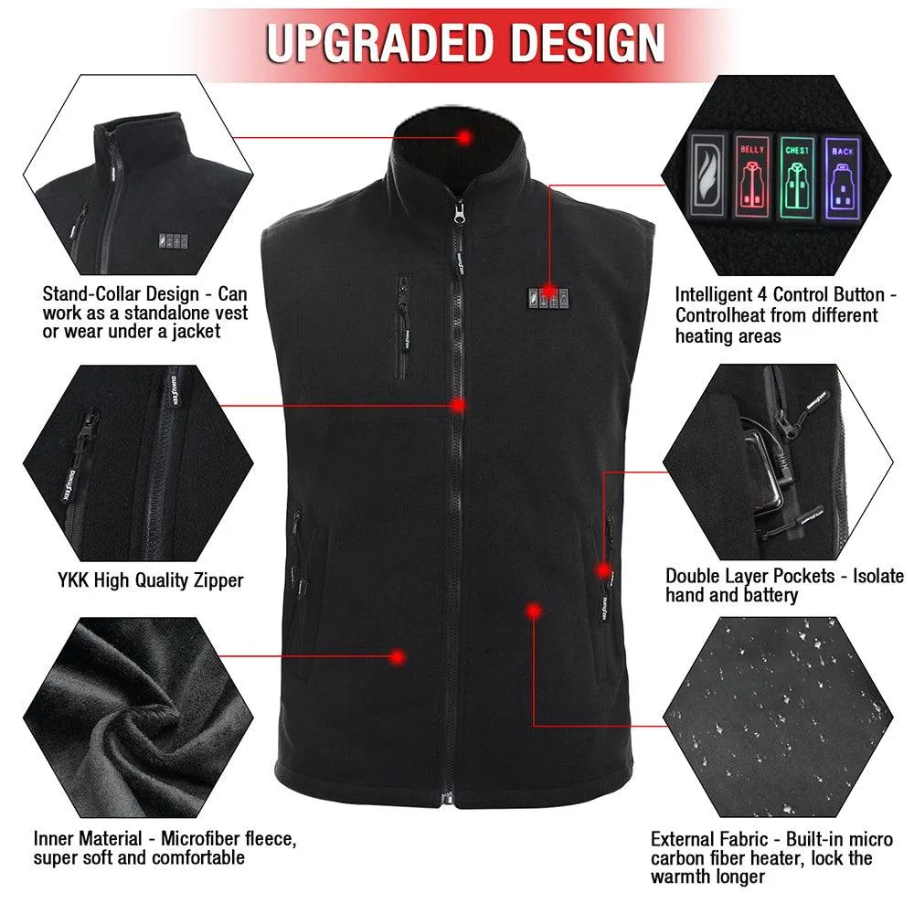 DUKUSEEK Heated Vest for Men - Lightweight Fleece Rechargeable Electric Heating Vest with 7.4V 7500mAh Battery Pack