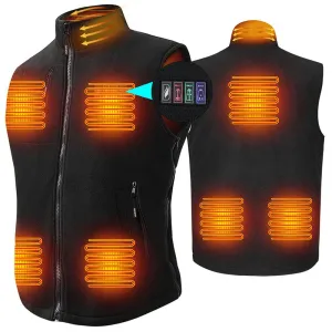 DUKUSEEK Heated Vest for Men - Lightweight Fleece Rechargeable Electric Heating Vest with 7.4V 7500mAh Battery Pack