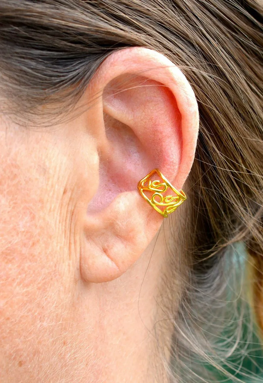 Ear Cuff Organic Spirals - Gold