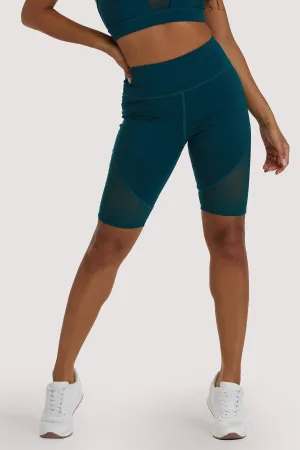 Eco Teal Mesh Panel Shorts