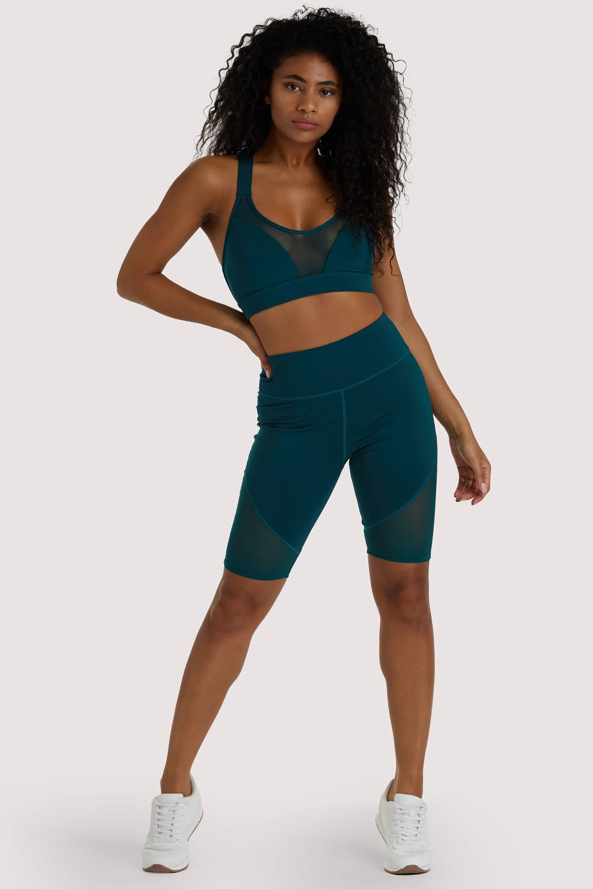 Eco Teal Mesh Panel Shorts