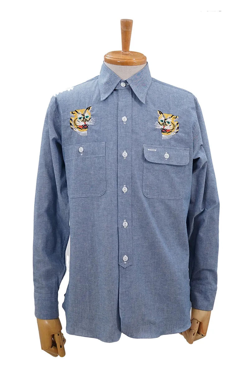 Embroiderd Chambray Work Shirt“VIETNAM TIGER”