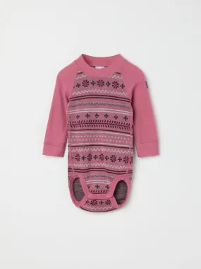 Fairisle Merino Wool Babygrow