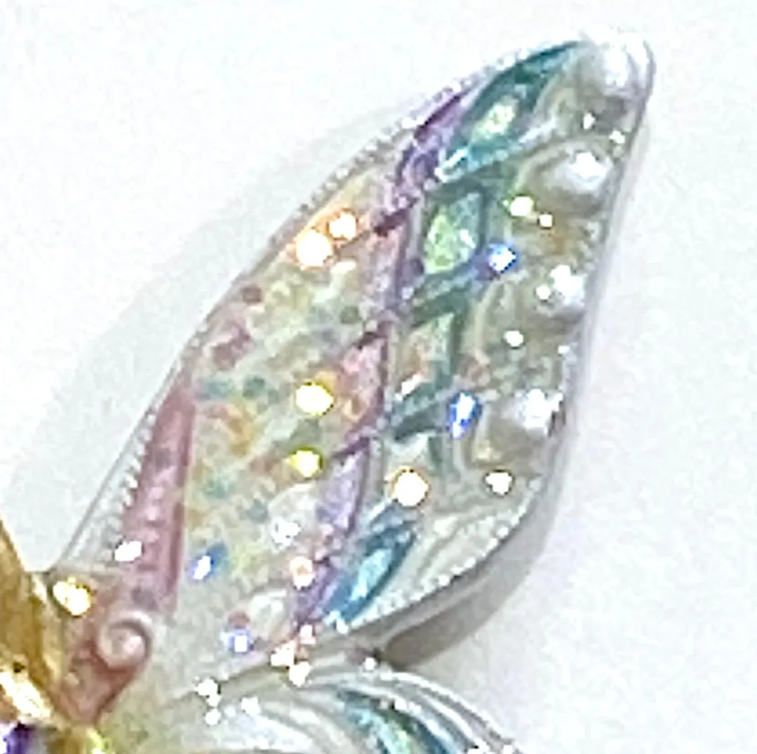 Fairy Mother in Sparkly Pink, Artisan Button Hand Painted by Susan Clarke, 1-1/2" Metal Shank Back